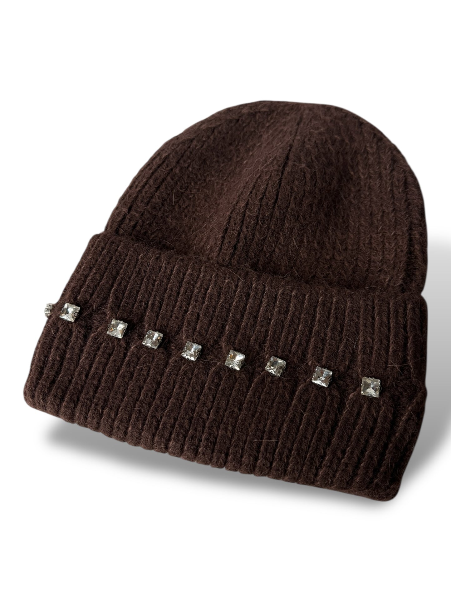 CORALIE - BONNET MARRON AVEC STRASS