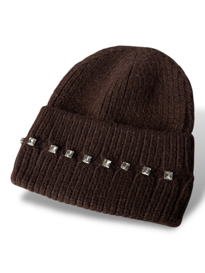 CORALIE - BONNET MARRON AVEC STRASS