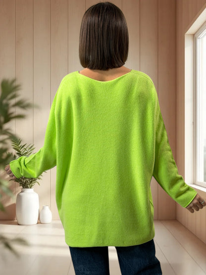 PAOLA - PULL OVERSIZE VERT JUSQU'A LA TAILLE 54/56