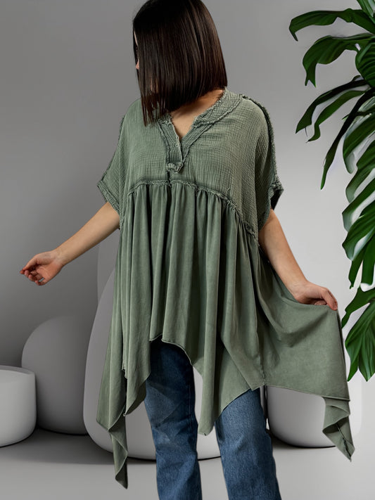 LOUNA - TUNIQUE KAKI ASYMETRIQUE JUSQU'A LA TAILLE 54/56