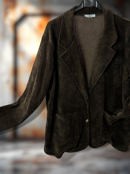 FLAVIE - VESTE MARRON EN VELOURS JUSQU'A LA TAILLE 52