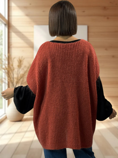 ENZO - PULL ROUX OVERSIZE JUSQU'A LA TAILLE 56