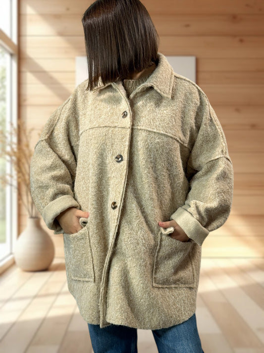 RAVELO - VESTE OVERSIZE BEIGE JUSQU'A LA TAILLE 54/56