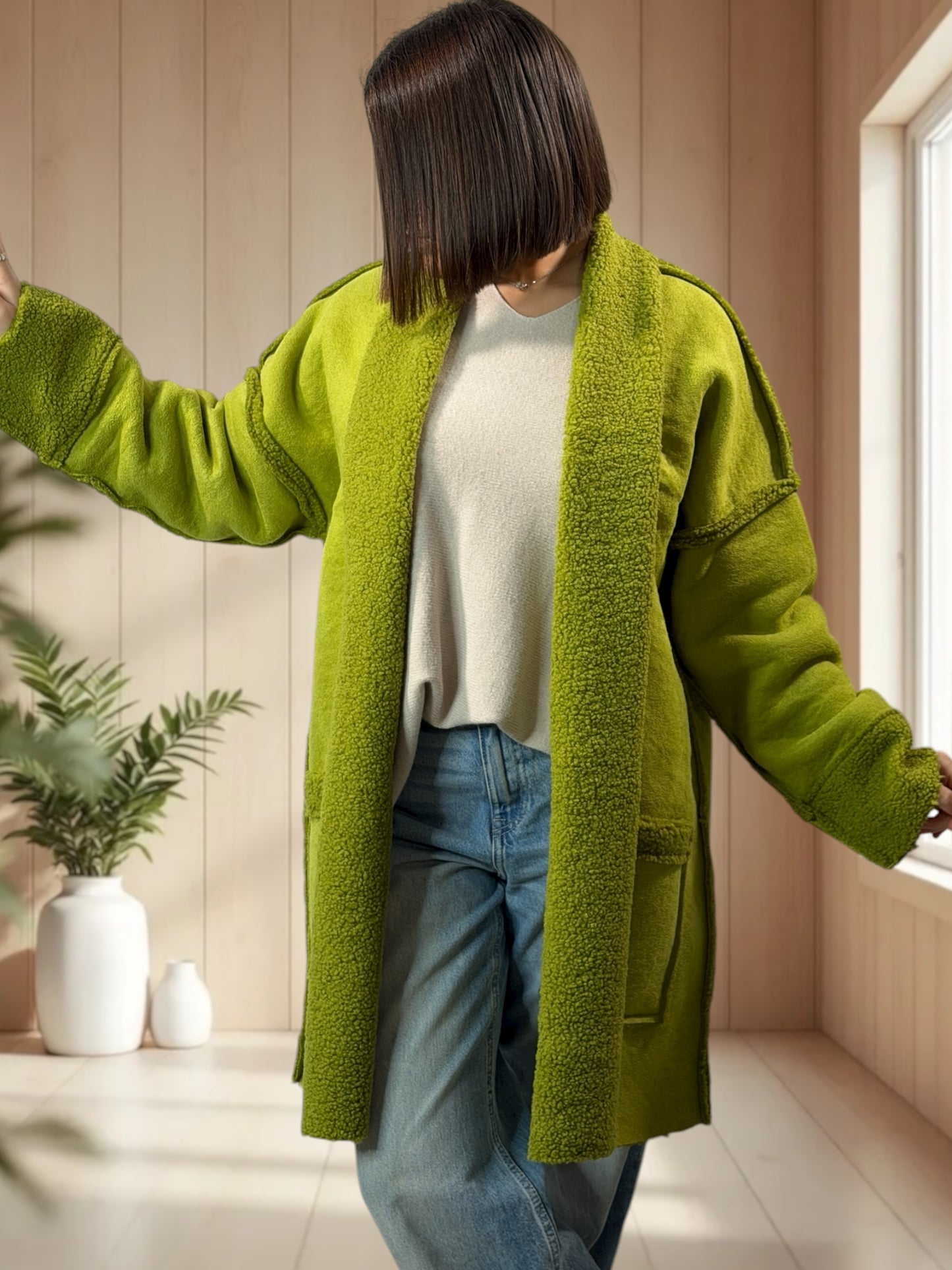 FREDERICO - VESTE VERTE OVERSIZE JUSQU'A LA TAILLE 52