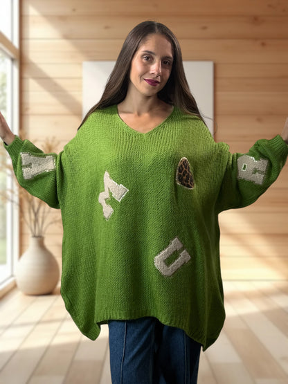 JAMES - PULL OVERSIZE VERT JUSQU'A LA TAILLE 56