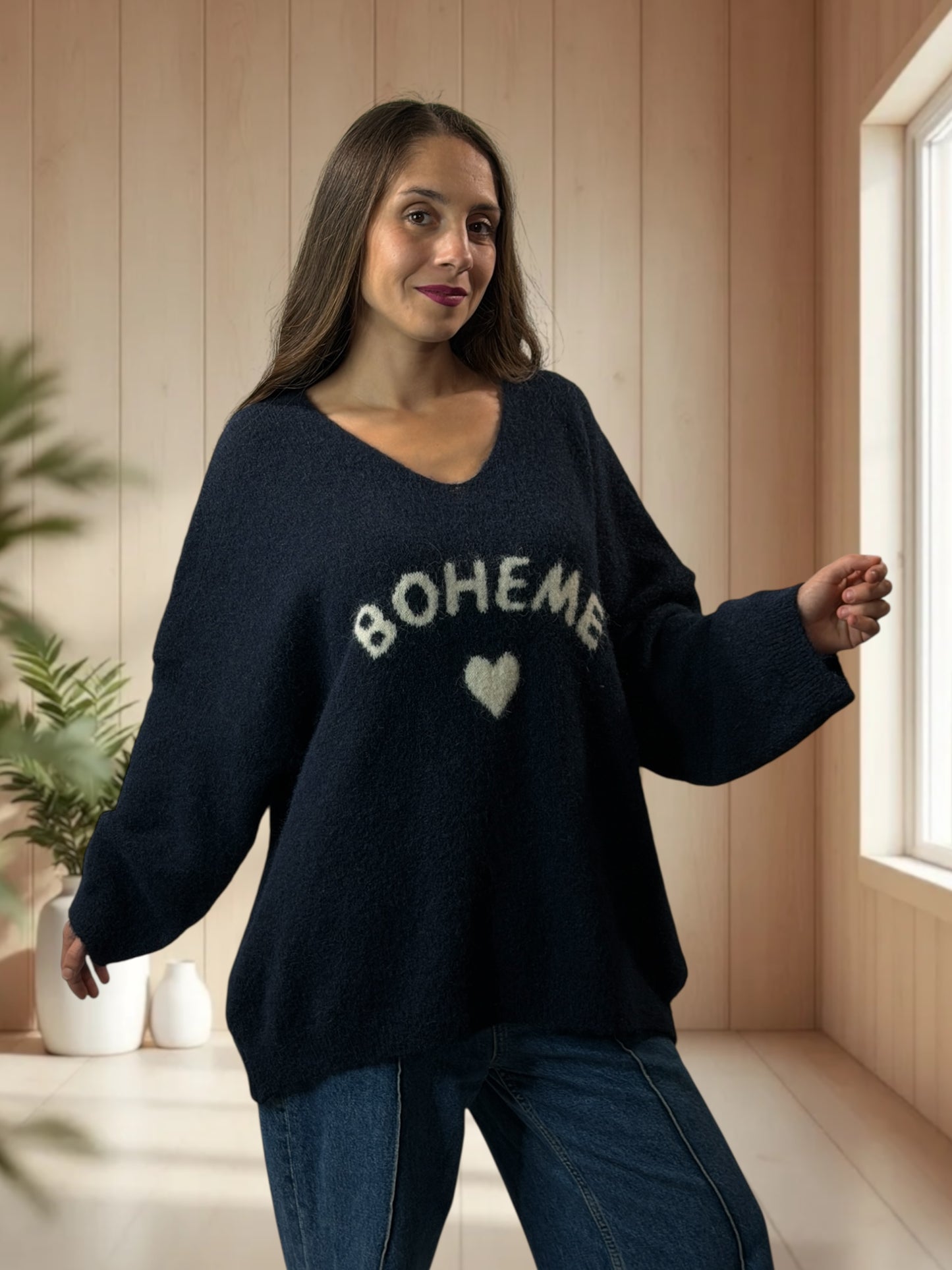 CLAUDIO - PULL MARINE LOGO BOHEME JUSQU'A LA TAILLE 54/56