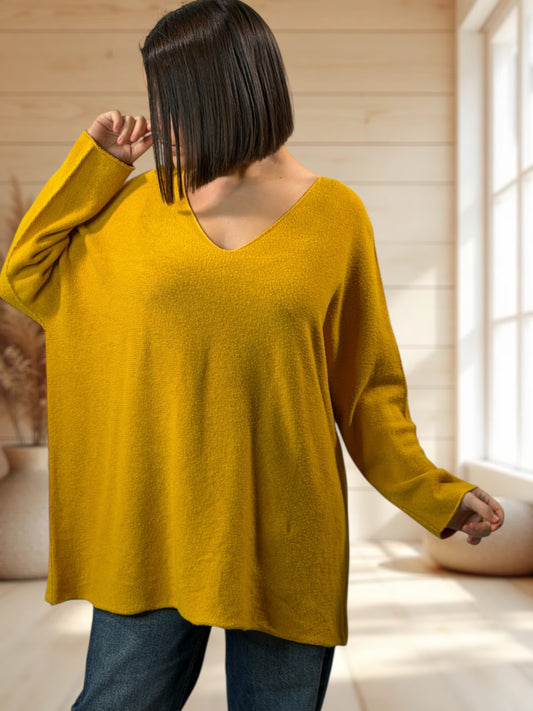 LARA - PULL OVERSIZE CURRY JUSQU'A LA TAILLE 54