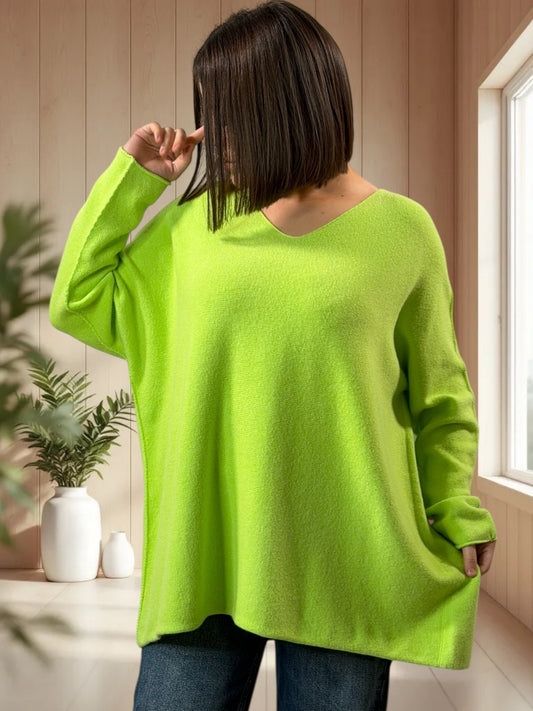 PAOLA - PULL OVERSIZE VERT JUSQU'A LA TAILLE 54/56
