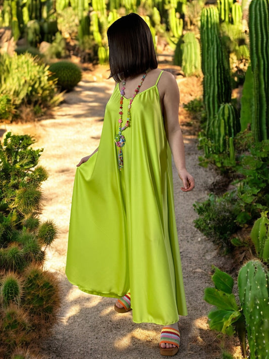 TIPHAINE - ROBE AMPLE FLUIDE VERTE JUSQU'A LA TAILLE 50/52