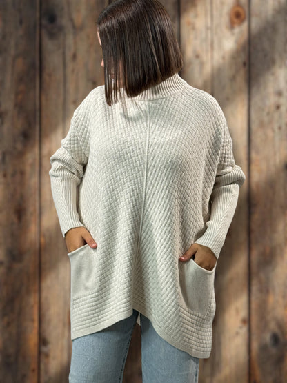 JOE - PULL BEIGE 2 POCHES JUSQU'A LA TAILLE 54