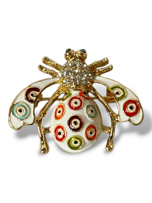 ABEILLE - BROCHE MULTICOLORE AVEC STRASS
