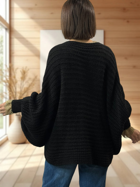 ELLA - PULL OVERSIZE NOIR JUSQU'A LA TAILLE 56
