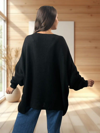 JAMES - PULL OVERSIZE NOIR JUSQU'A LA TAILLE 56