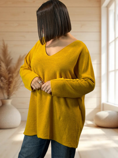 LARA - PULL OVERSIZE CURRY JUSQU'A LA TAILLE 54