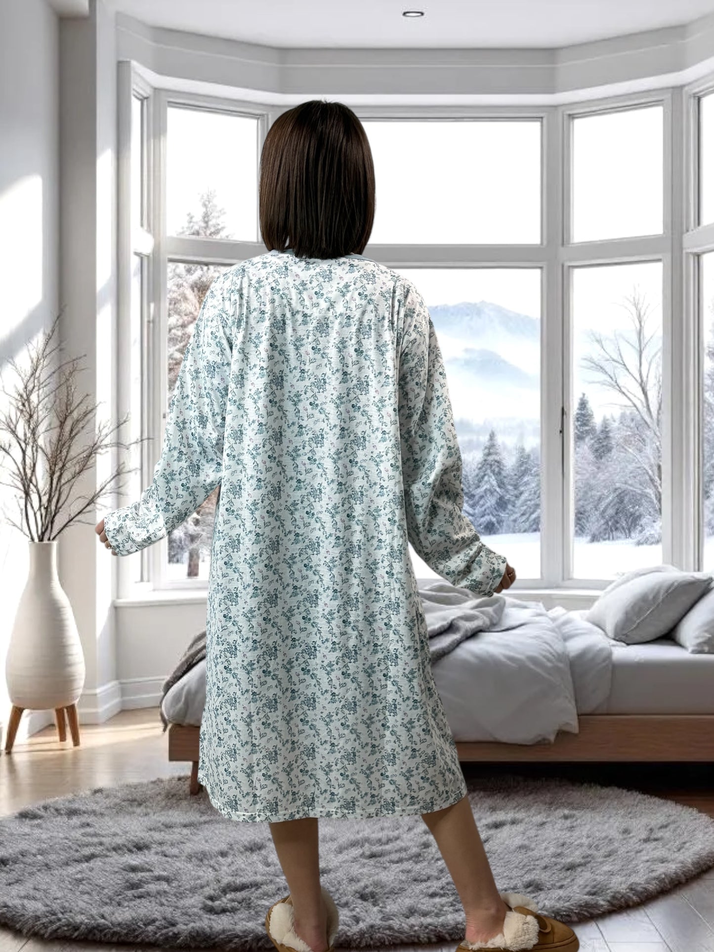 LALY - CHEMISE DE NUIT A FLEUR BLEUE 54/56