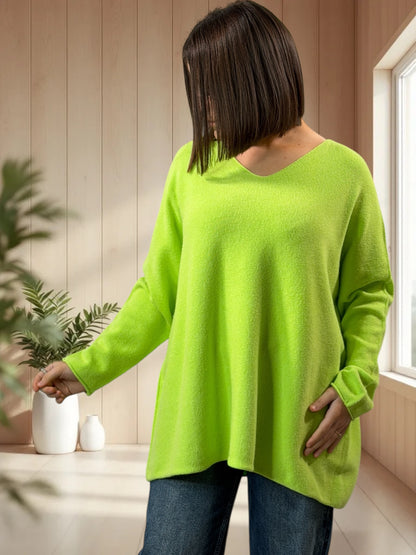 PAOLA - PULL OVERSIZE VERT JUSQU'A LA TAILLE 54/56