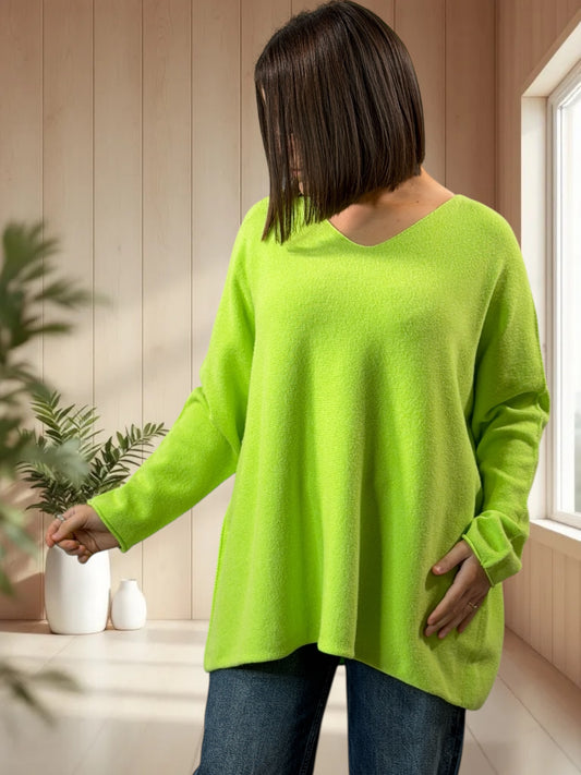 PAOLA - PULL OVERSIZE VERT JUSQU'A LA TAILLE 54/56