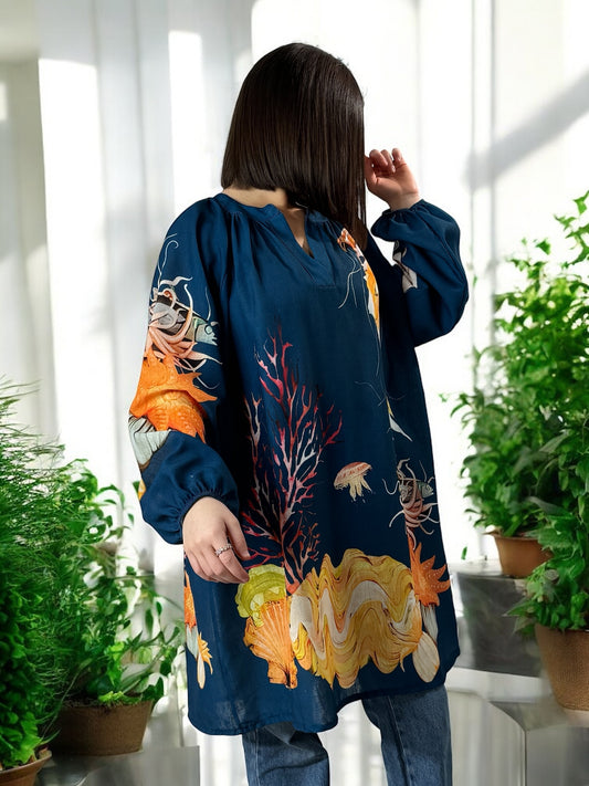 GARANCE - TUNIQUE A MOTIF JUSQU'A LA TAILLE 54