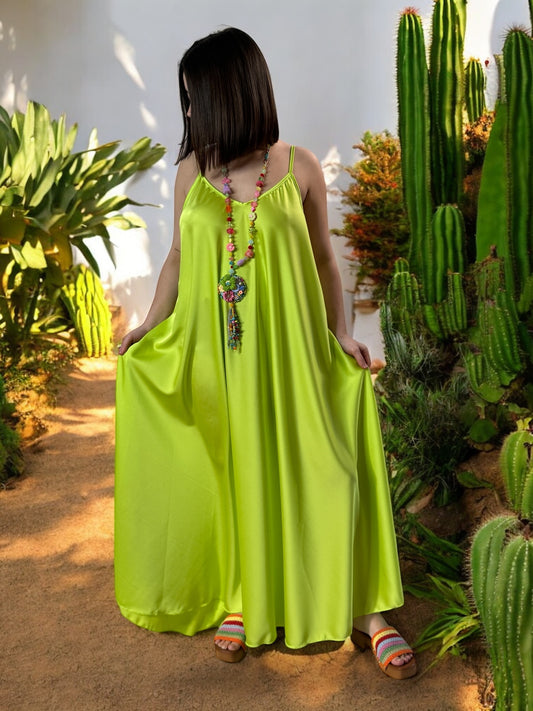 TIPHAINE - ROBE AMPLE FLUIDE VERTE JUSQU'A LA TAILLE 50/52