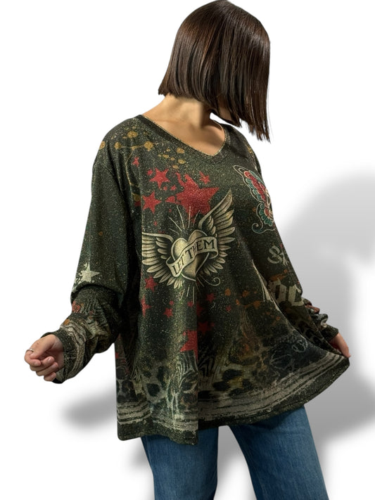 MARYLIN - TOP OVERSIZE FLUIDE SCINTILLANT JUSQU'A LA TAILLE 54