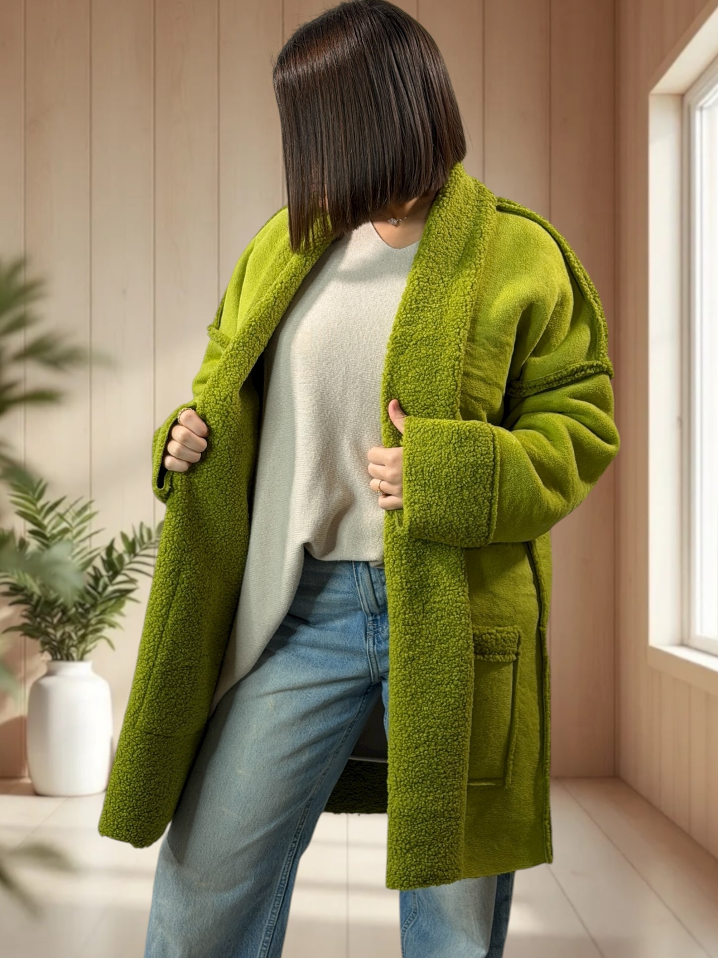 FREDERICO - VESTE VERTE OVERSIZE JUSQU'A LA TAILLE 52