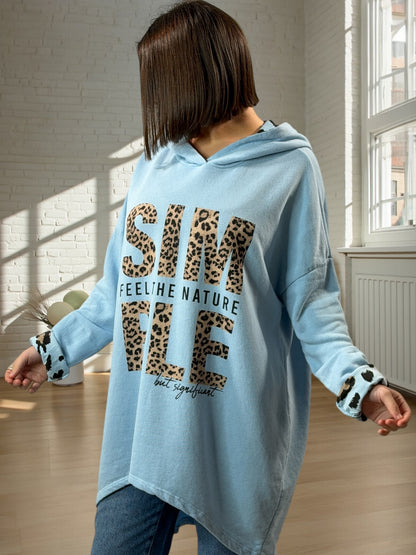 THIBAULT - SWEAT A CAPUCHE OVERSIZE BLEU JUSQU'A LA TAILLE 54