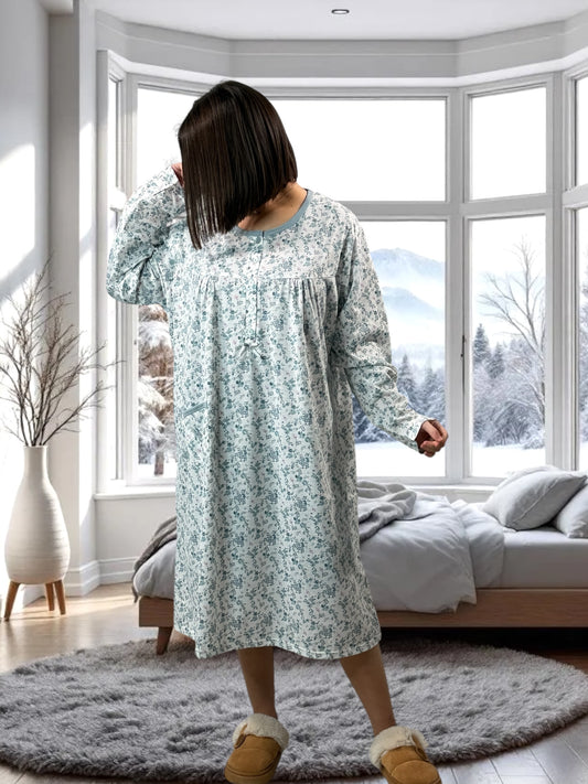 LALY - CHEMISE DE NUIT A FLEUR BLEUE 56/58