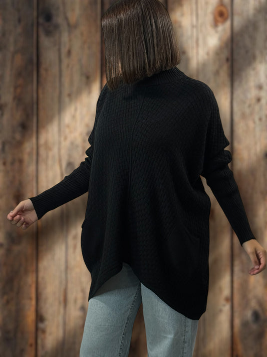 JOE - PULL NOIR 2 POCHES JUSQU'A LA TAILLE 54