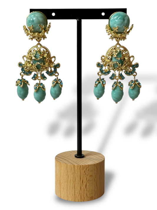 MURANO - BOUCLES D'OREILLES AVEC PERLE ET STRASS