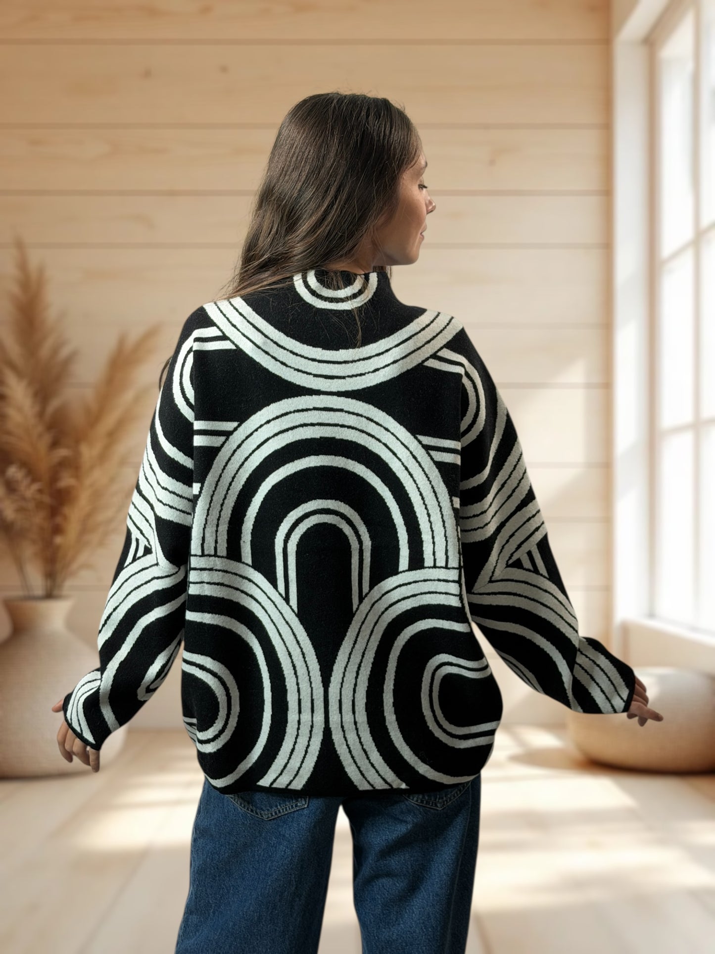 SOPHIE - PULL OVERSIZE A MOTIF  JUSQU'A LA TAILLE 50