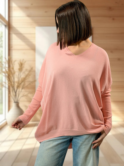 ANAIS - PULL ROSE NOEUD EN STRASS DANS LE DOS JUSQU'A LA TAILLE 52/54