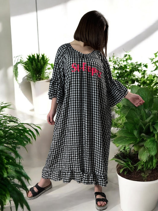 ST TROPEZ - ROBE VICHY NOIR JUSQU'A LA TAILLE 52