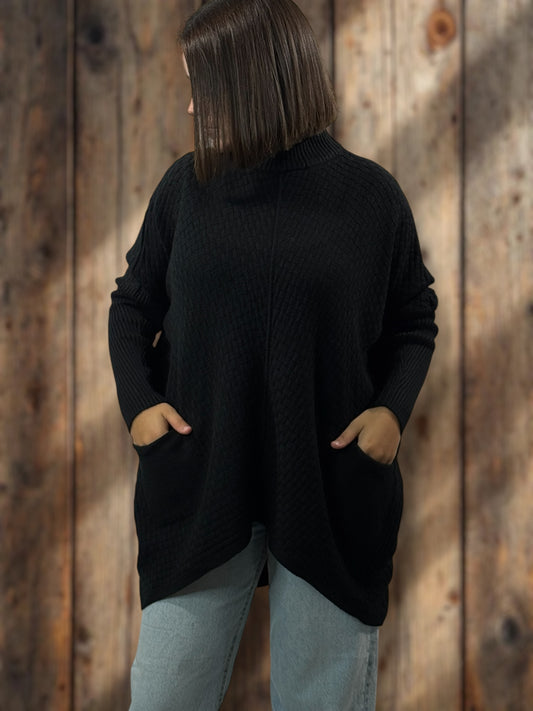 JOE - PULL NOIR 2 POCHES JUSQU'A LA TAILLE 54