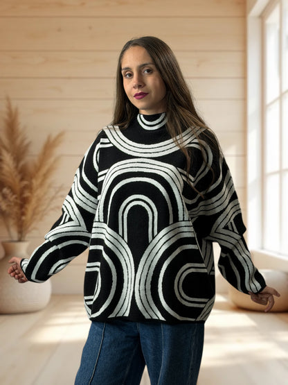 SOPHIE - PULL OVERSIZE A MOTIF  JUSQU'A LA TAILLE 50