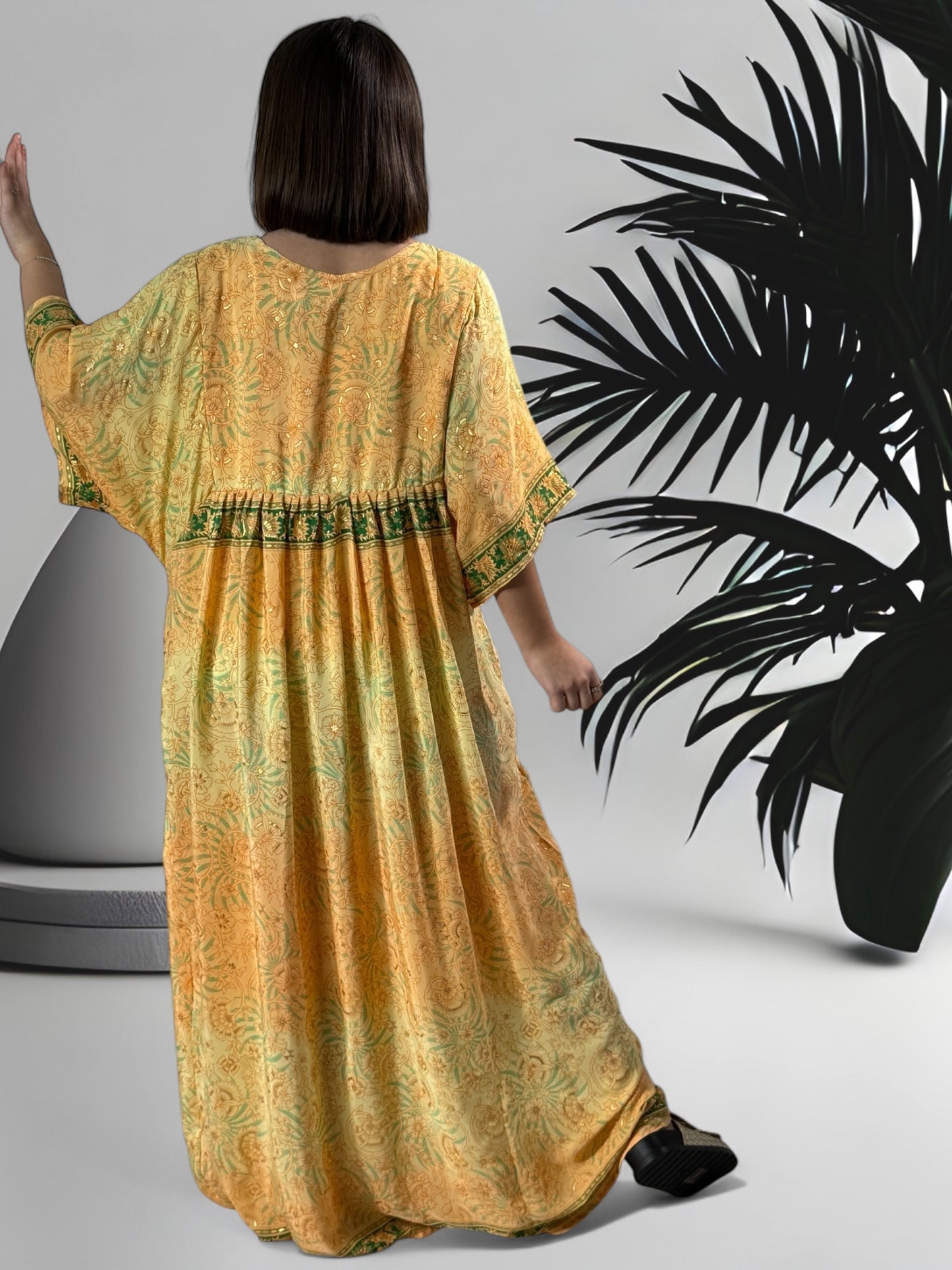 MATHILDA - ROBE LONGUE BOHEME ASPECT SOIE JUSQU'A LA TAILLE 54