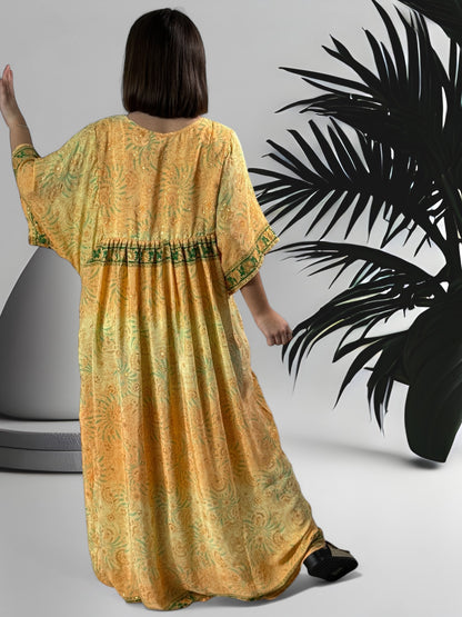 MATHILDA - ROBE LONGUE BOHEME ASPECT SOIE JUSQU'A LA TAILLE 54