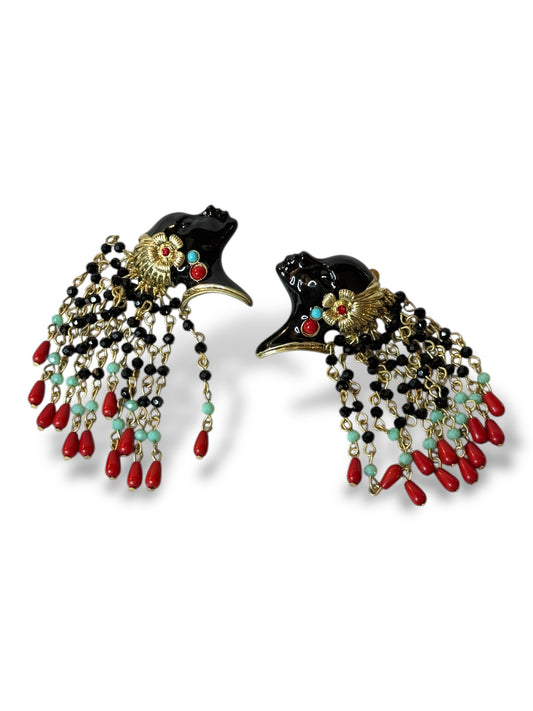 PAQUITA - BOUCLES D'OREILLES PINCE AVEC PAMPILLE DE PERLE