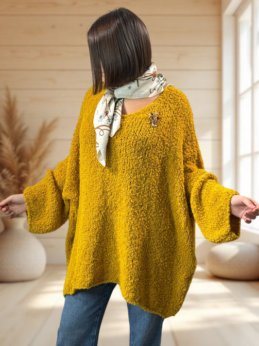 LAETITIA - PULL JAUNE OVERSIZE JUSQU'A LA TAILLE 58