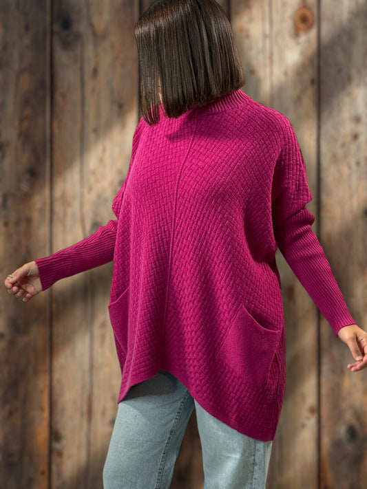 JOE - PULL FUCHSIA 2 POCHES JUSQU'A LA TAILLE 54
