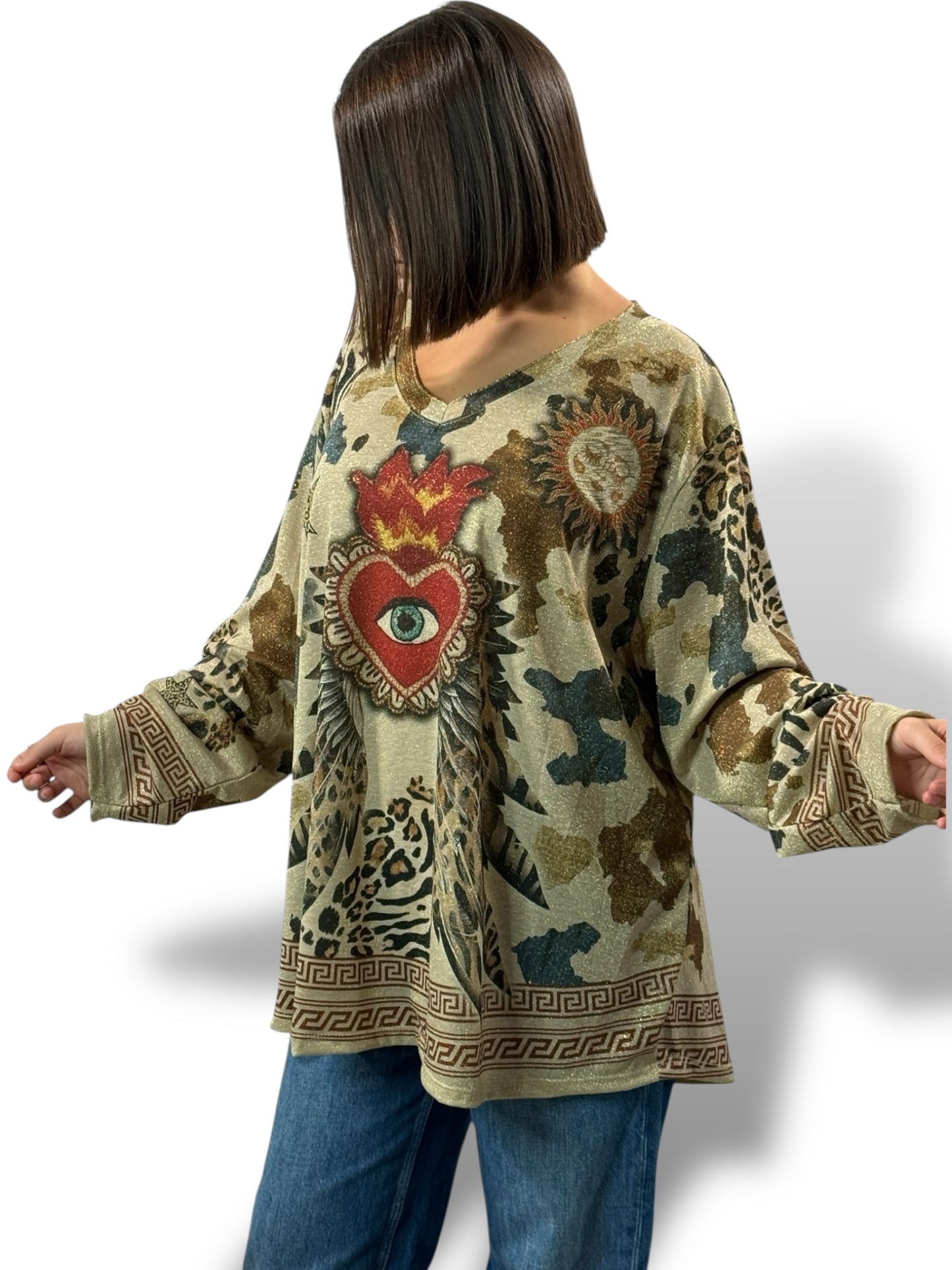 MARYLIN - TOP OVERSIZE FLUIDE SCINTILLANT JUSQU'A LA TAILLE 54