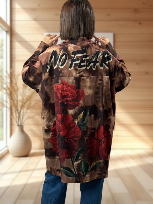 YSOLINE REF4 - CHEMISE OVERSIZE A MOTIF JUSQU'A LA TAILLE 52/54