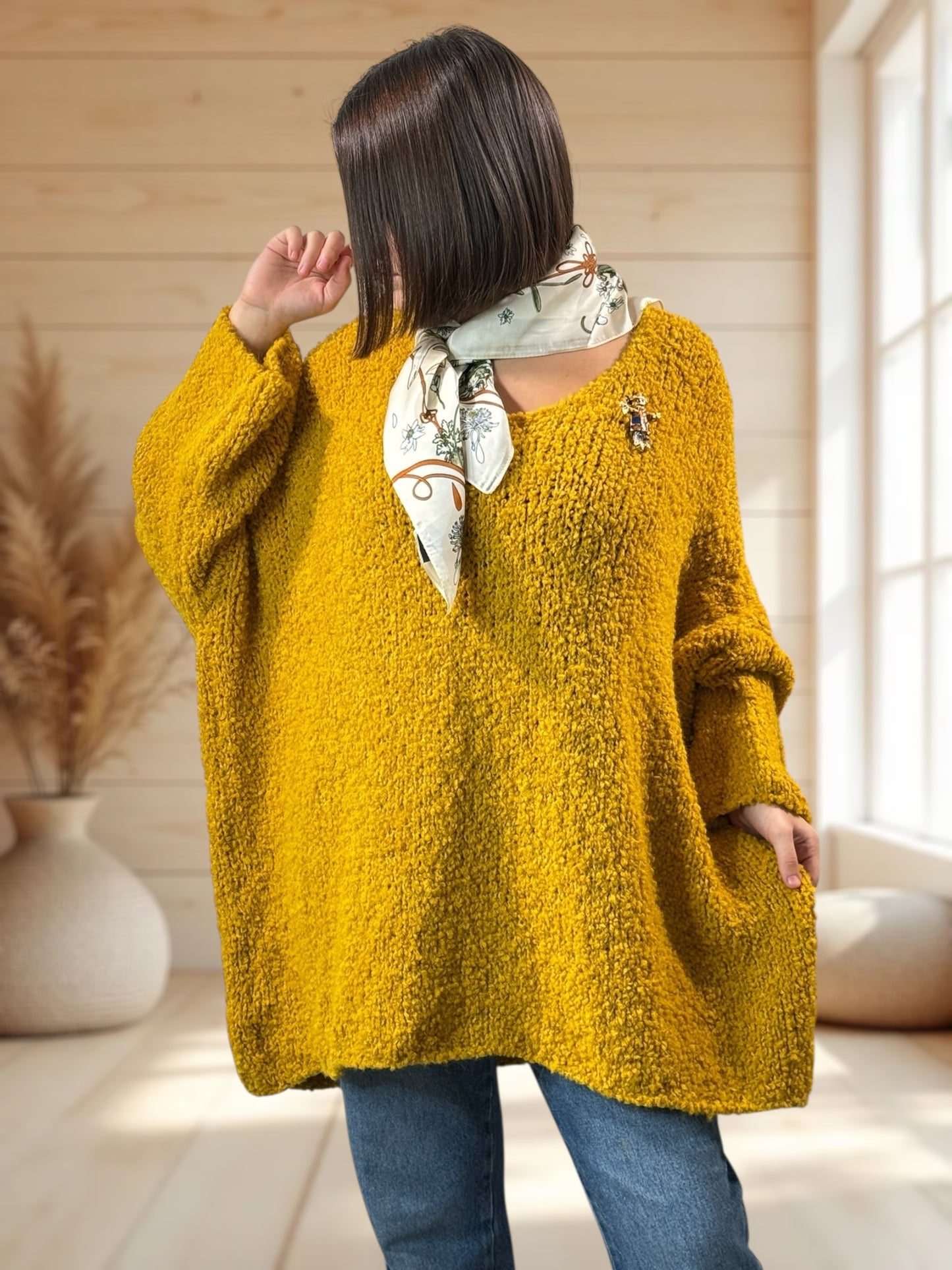 LAETITIA - PULL JAUNE OVERSIZE JUSQU'A LA TAILLE 58
