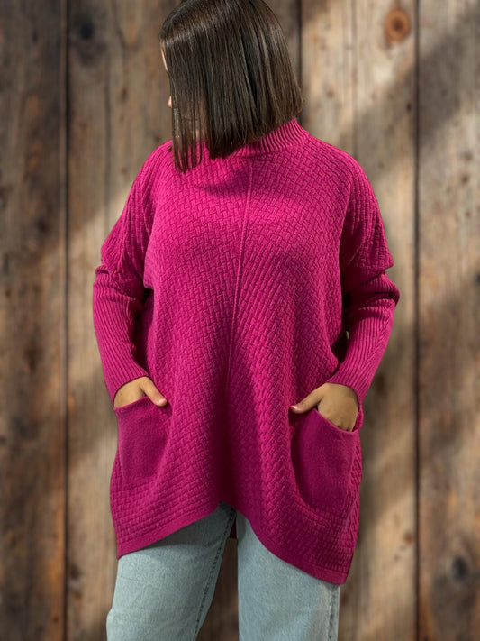 JOE - PULL FUCHSIA 2 POCHES JUSQU'A LA TAILLE 54