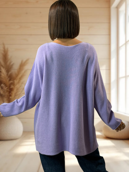 LARA - PULL OVERSIZE LILAS JUSQU'A LA TAILLE 54
