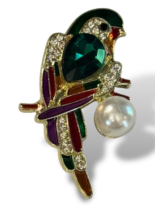 PERROQUET - BROCHE AVEC STRASS TENDANCE