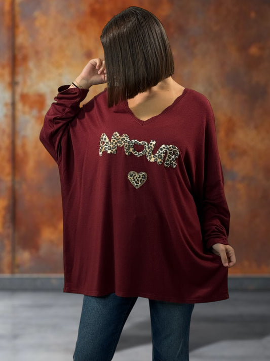 CARLITA - PULL BORDEAUX EN MAILLE FLUIDE JUSQU'A LA TAILLE 54