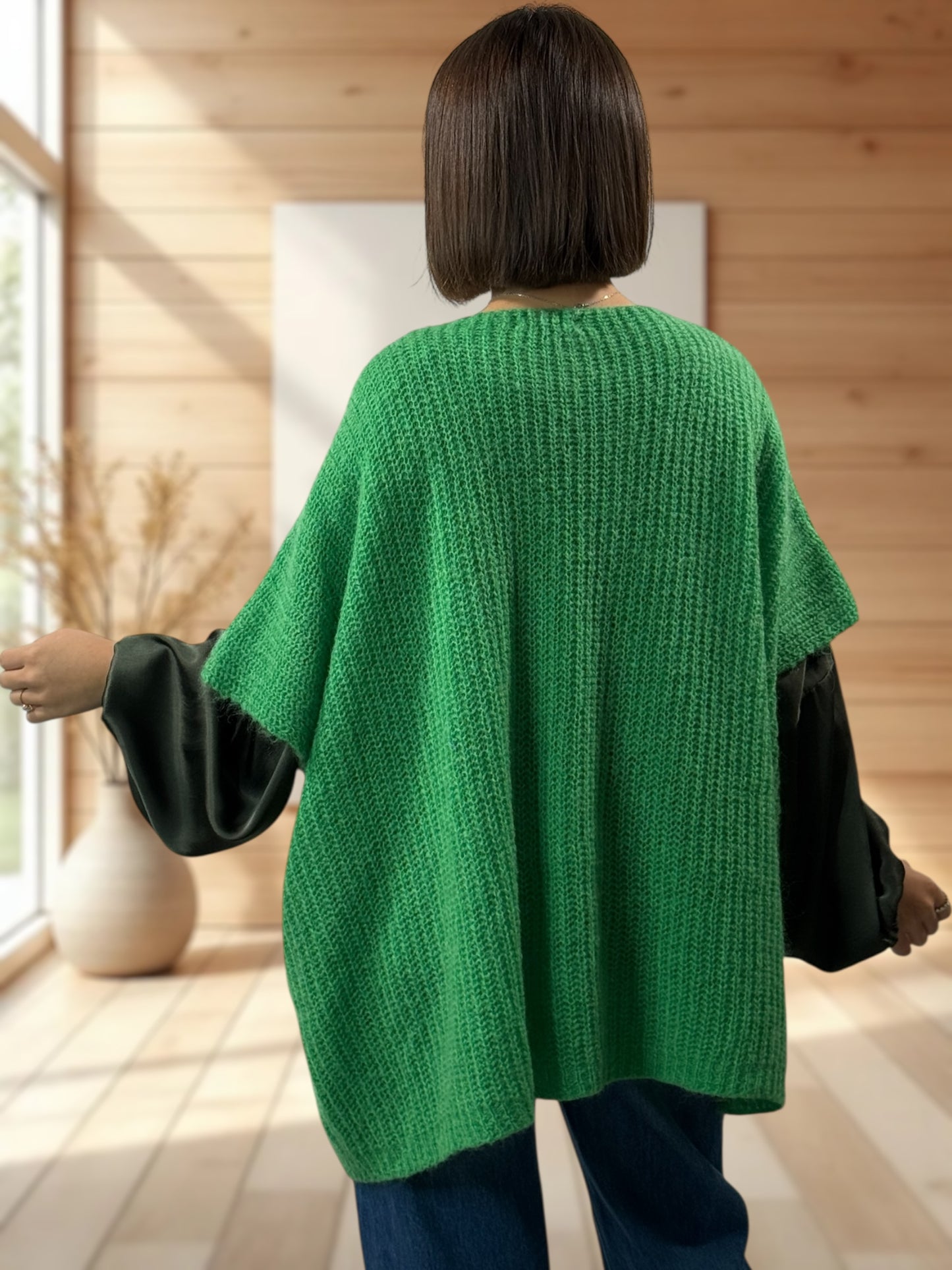 ENZO - PULL VERT OVERSIZE JUSQU'A LA TAILLE 56