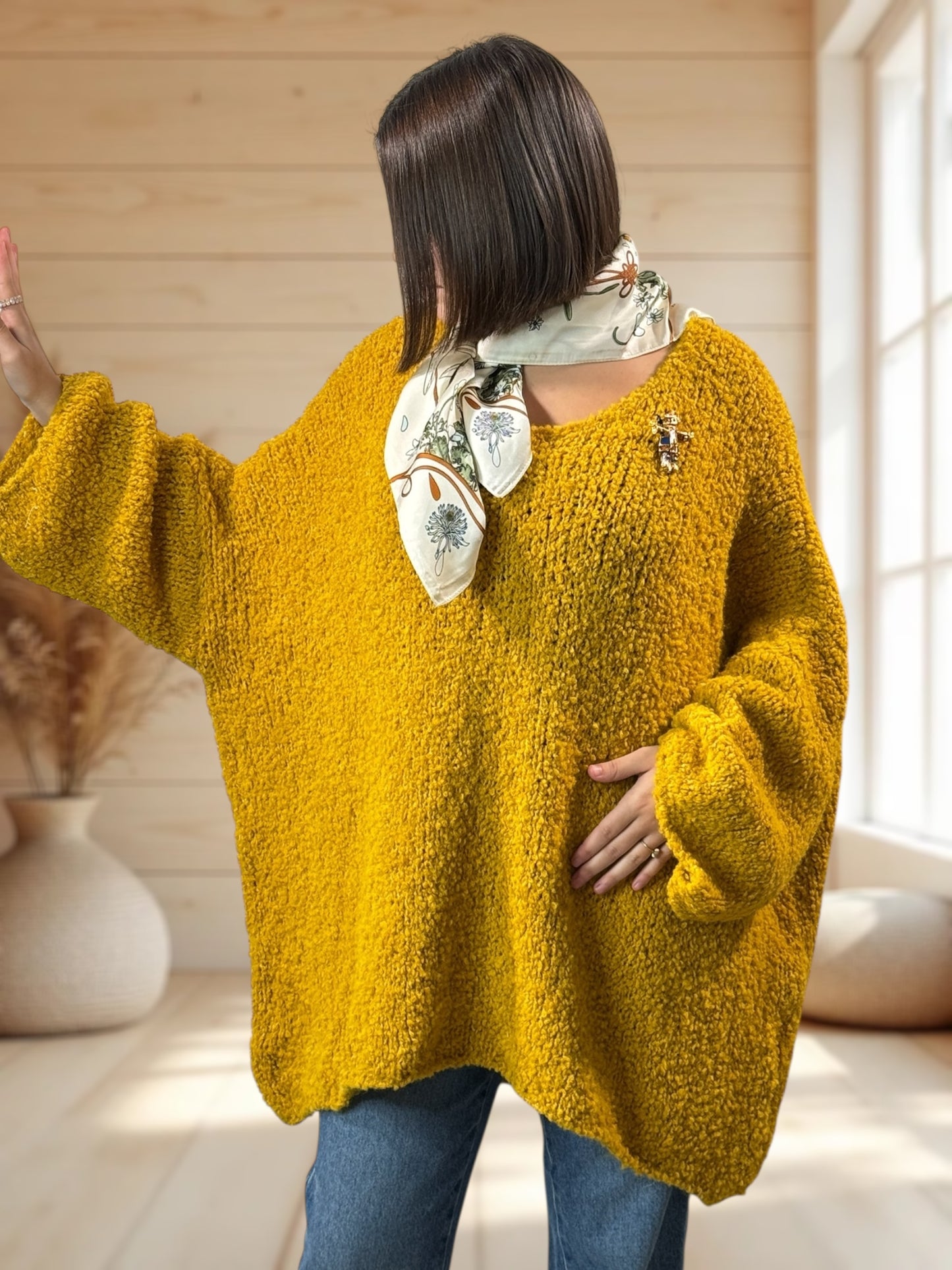 LAETITIA - PULL JAUNE OVERSIZE JUSQU'A LA TAILLE 58