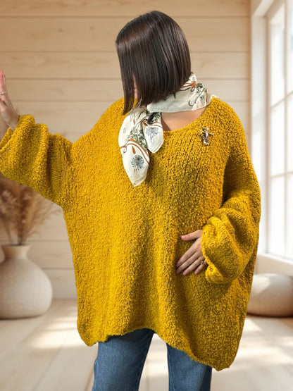 LAETITIA - PULL JAUNE OVERSIZE JUSQU'A LA TAILLE 58