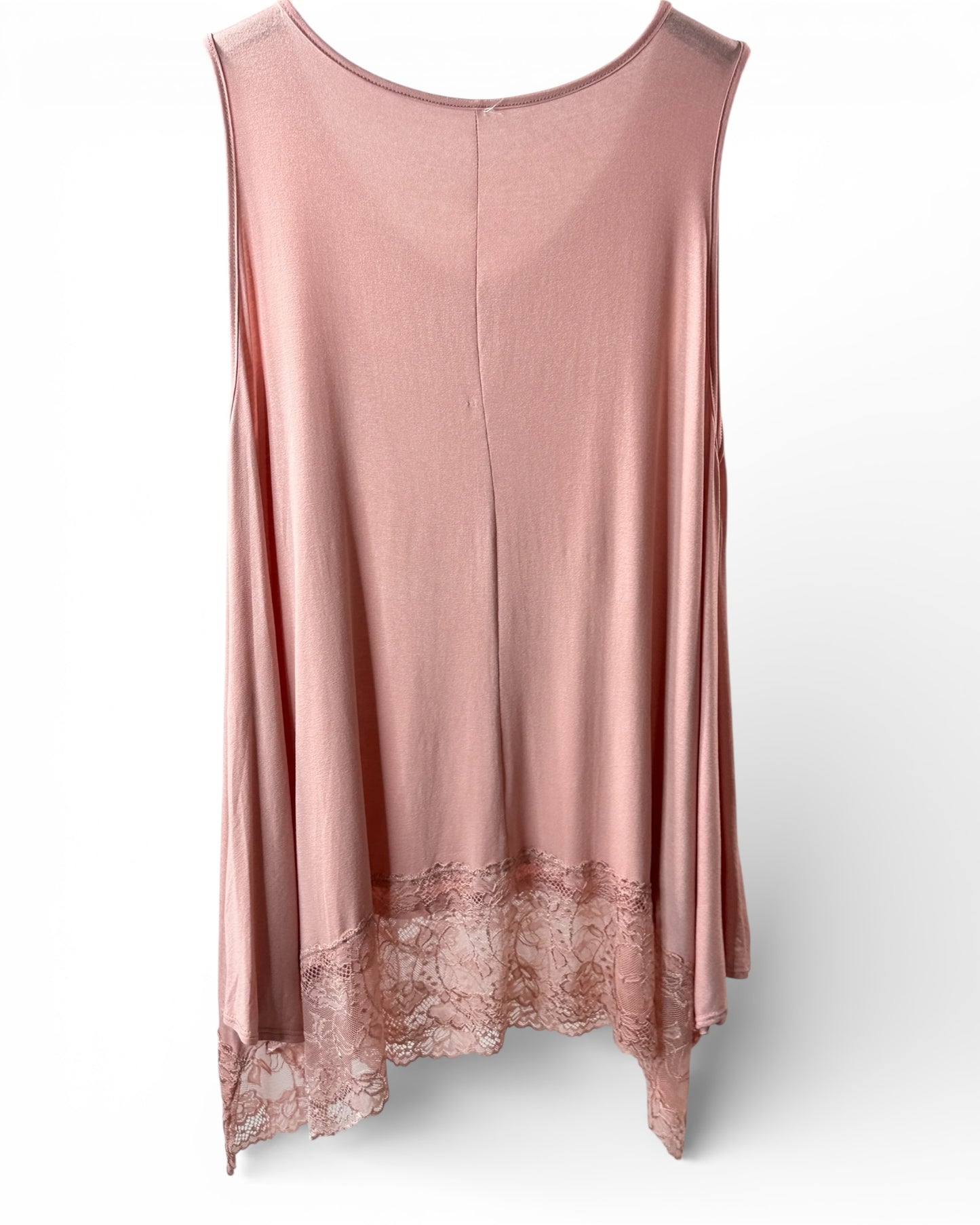 SEVERINE - TOP ROSE BORDÉ DE DENTELLE